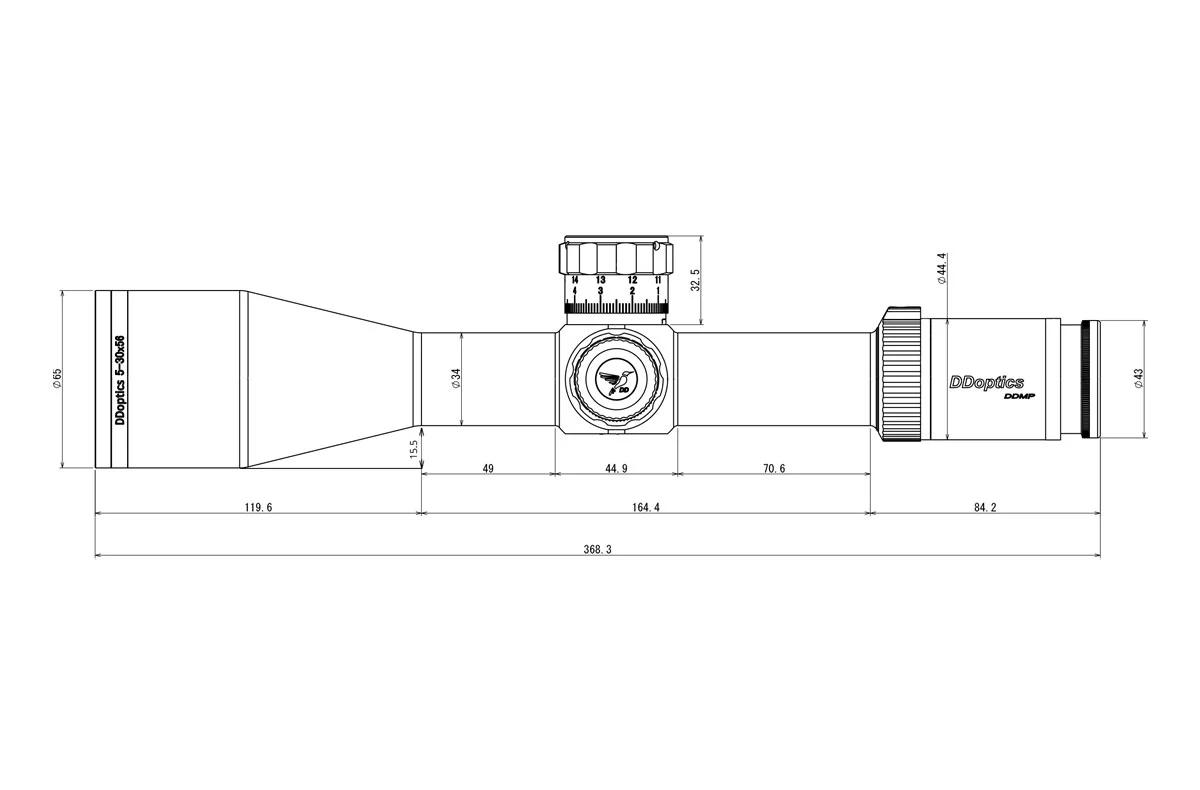 DDoptics Zielfernrohr DDMP V6 5-30x56 - Technische Zeichnung